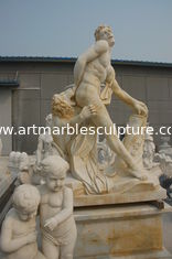 China Escultura de piedra del hombre antiguo con león proveedor