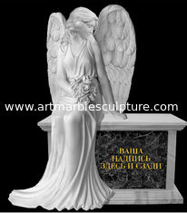 China Ángeles de mármol blanco de ángulo occidental / Escultura de piedra de ángel proveedor