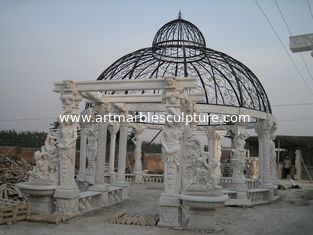 China Pabellón de mármol tallado en piedra decorativa para jardín al aire libre, proveedor de esculturas de mármol de China proveedor