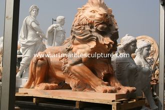 China Escultura de leones de mármol rosa proveedor