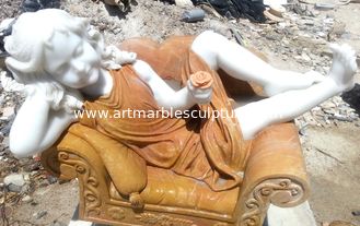 China estatua de niña durmiendo en mármol pulido en silla/ escultura de piedra natural proveedor