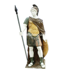 China Estatua clásica griega del hombre de piedra, escultura de mármol masculina con escudo, China escultura de piedra esculpida proveedor