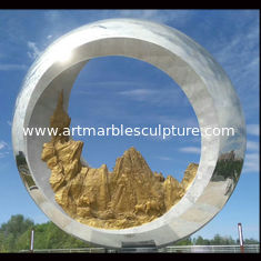 China Proyecto de escultura de acero inoxidable con anillo redondo de metal grande pulido a espejo, Proveedor de esculturas de acero inoxidable proveedor