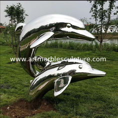China Estatua de delfín de metal para exteriores de acero inoxidable con pulido espejo, Proveedor de esculturas de acero inoxidable proveedor