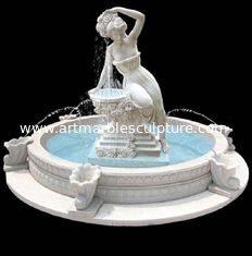 China Fuente de piedra de jardín escultura de estatua fuente de agua escultura de mármol blanco, proveedor de escultura de piedra proveedor