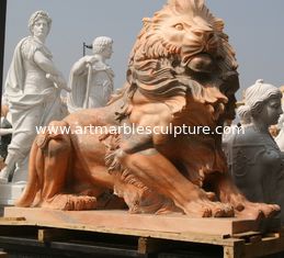 China Naturaleza Estatua de leones tallados en piedra escultura de animales de mármol rosa, proveedor de tallado en piedra proveedor