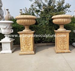 China Plantación de estatuas de mármol esculturas de piedra esculturas de macetas de flores,producto de jardinería de piedra al aire libre proveedor