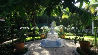 China Fuente blanca de piedra para parque al aire libre, fuente de agua tallada en mármol blanco para jardín, proveedor de esculturas de talla de piedra de China proveedor