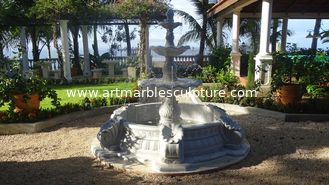 China Fuentes de piedra blanca para jardín, fuente de piedra de mármol blanco para el hogar, fuente de piedra para parque, proveedor de esculturas de talla de piedra de China proveedor