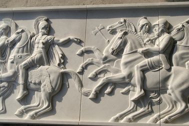 Relieve de mármol blanco tallado a mano/ Relieve de piedra de caballos de guerra proveedor