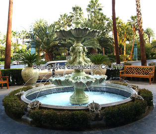 Fuente de jardín de piedra con piscina, fuente de mármol verde para exteriores, fuente decorativa proveedor