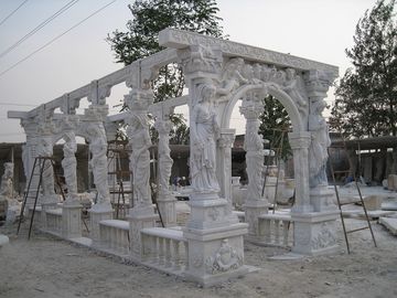 Pabellón de mármol tallado en piedra decorativa para jardín al aire libre, proveedor de esculturas de mármol de China proveedor