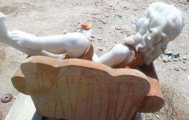 estatua de niña durmiendo en mármol pulido en silla/ escultura de piedra natural proveedor