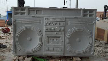 Escultura de boombox de mármol blanco,escultura de mármol personalizada para exposición,China escultura de tallado en piedra proveedor