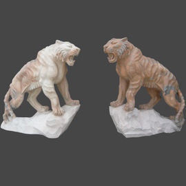 Escultura de tigre de mármol para jardín con tallado en piedra para exteriores, proveedor de esculturas de piedra de China proveedor