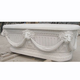 Decoración del hogar bañera de mármol blanco con cabeza de león tallada para baño,proveedor de esculturas de China proveedor