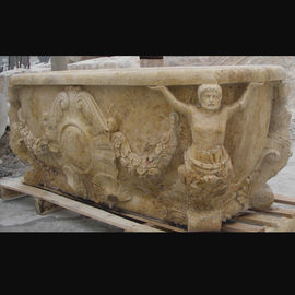 Hotel Deocration bañera de travertino beige con escultura de estatuas para el baño,proveedor de esculturas de China proveedor