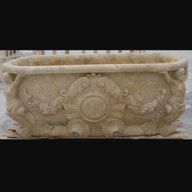 Hotel Deocration bañera de travertino beige con escultura de estatuas para el baño,proveedor de esculturas de China proveedor