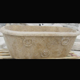 Hotel Deocration bañera de travertino beige con escultura de estatuas para el baño,proveedor de esculturas de China proveedor
