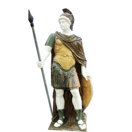 Estatua clásica griega del hombre de piedra, escultura de mármol masculina con escudo, China escultura de piedra esculpida proveedor