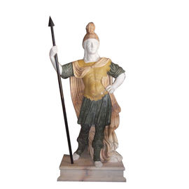 Estatua clásica griega del hombre de piedra, escultura de mármol masculina con escudo, China escultura de piedra esculpida proveedor