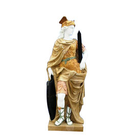 Estatua clásica griega del hombre de piedra, escultura de mármol masculina con escudo, China escultura de piedra esculpida proveedor
