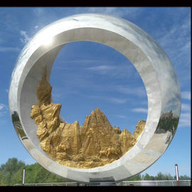 Proyecto de escultura de acero inoxidable con anillo redondo de metal grande pulido a espejo, Proveedor de esculturas de acero inoxidable proveedor