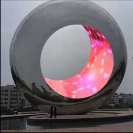 Proyecto de escultura de acero inoxidable con anillo redondo de metal grande pulido a espejo, Proveedor de esculturas de acero inoxidable proveedor