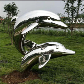 Estatua de delfín de metal para exteriores de acero inoxidable con pulido espejo, Proveedor de esculturas de acero inoxidable proveedor