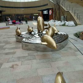 Estatua de delfín de metal para exteriores de acero inoxidable con pulido espejo, Proveedor de esculturas de acero inoxidable proveedor