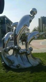 Estatua de delfín de metal para exteriores de acero inoxidable con pulido espejo, Proveedor de esculturas de acero inoxidable proveedor