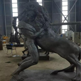 Antiguo hombre grande luchando con leones escultura de bronce, estatuas de bronce personalizadas, proveedor de esculturas de China proveedor
