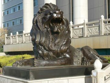 Leones sentados en el exterior escultura de bronce, estatuas de bronce personalizadas, proveedor de esculturas de China proveedor