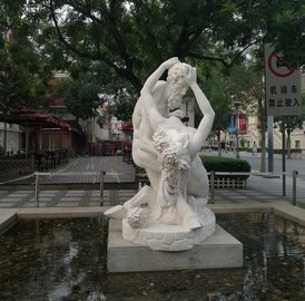 Escultura de mármol de pareja doble tallada en piedra para jardín al aire libre, proveedor de esculturas de talla de piedra de China proveedor
