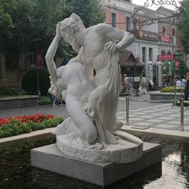 Escultura de mármol de pareja doble tallada en piedra para jardín al aire libre, proveedor de esculturas de talla de piedra de China proveedor
