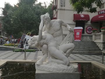 Escultura de mármol de pareja doble tallada en piedra para jardín al aire libre, proveedor de esculturas de talla de piedra de China proveedor