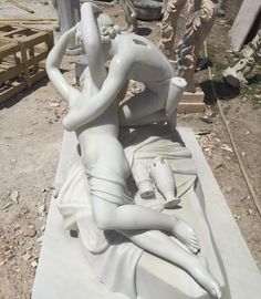 Estatua de pareja de piedra Psique resucitada por el beso del amor escultura de mármol, proveedor de tallado de piedra proveedor
