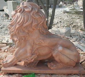 Naturaleza Estatua de leones tallados en piedra escultura de animales de mármol rosa, proveedor de tallado en piedra proveedor