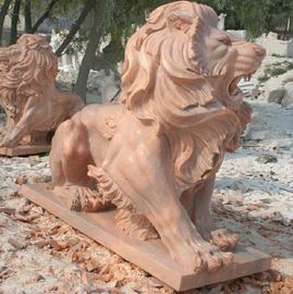 Naturaleza Estatua de leones tallados en piedra escultura de animales de mármol rosa, proveedor de tallado en piedra proveedor