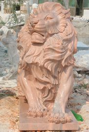 Naturaleza Estatua de leones tallados en piedra escultura de animales de mármol rosa, proveedor de tallado en piedra proveedor