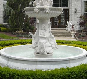 Fuente de estatua de talla de piedra, escultura de mármol blanco, fuentes de agua, proveedor de talla de piedra proveedor
