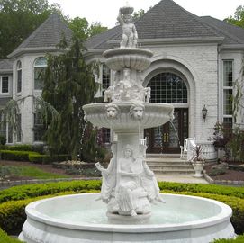 Fuente de estatua de talla de piedra, escultura de mármol blanco, fuentes de agua, proveedor de talla de piedra proveedor