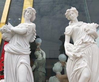 Bonitas estatuas de jardín de piedra, esculturas de mármol de cuatro estaciones, esculturas de piedra tallada, proveedor de esculturas de piedra de China proveedor