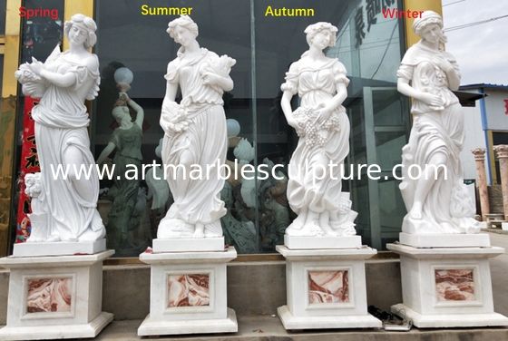 Estatuas de piedra de mármol para jardín al aire libre, esculturas de mármol de las cuatro estaciones, tallas de piedra, proveedor de esculturas de piedra de China